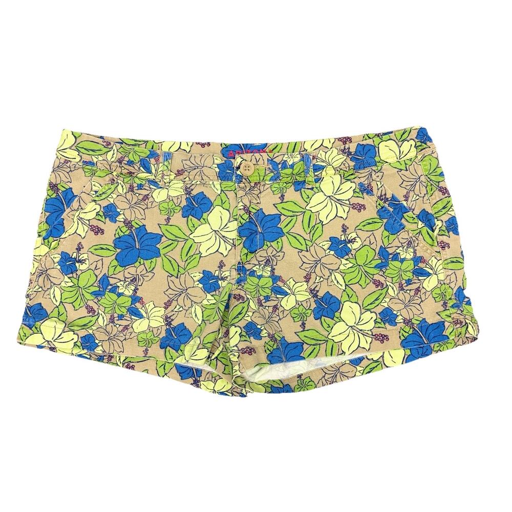 Y2K Shortie Shorts Low Rise Tropical Green Floral Micro Denim Short Juniors 19